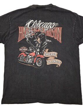 Chicago Harley Davidson Pocket t-shirt Large black Mobster Gangster Knucklehead